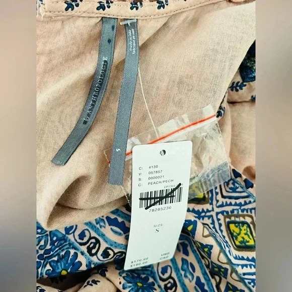 Anthropologie Embroidered Tunic Mini Dress in Peach Size Small NWOT $170 - Picture 4 of 8